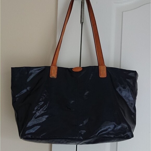 Tod's navy blue patent leather tote